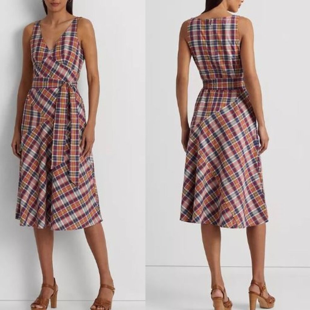Lauren Ralph Lauren Multicolor Plaid Midi Dress